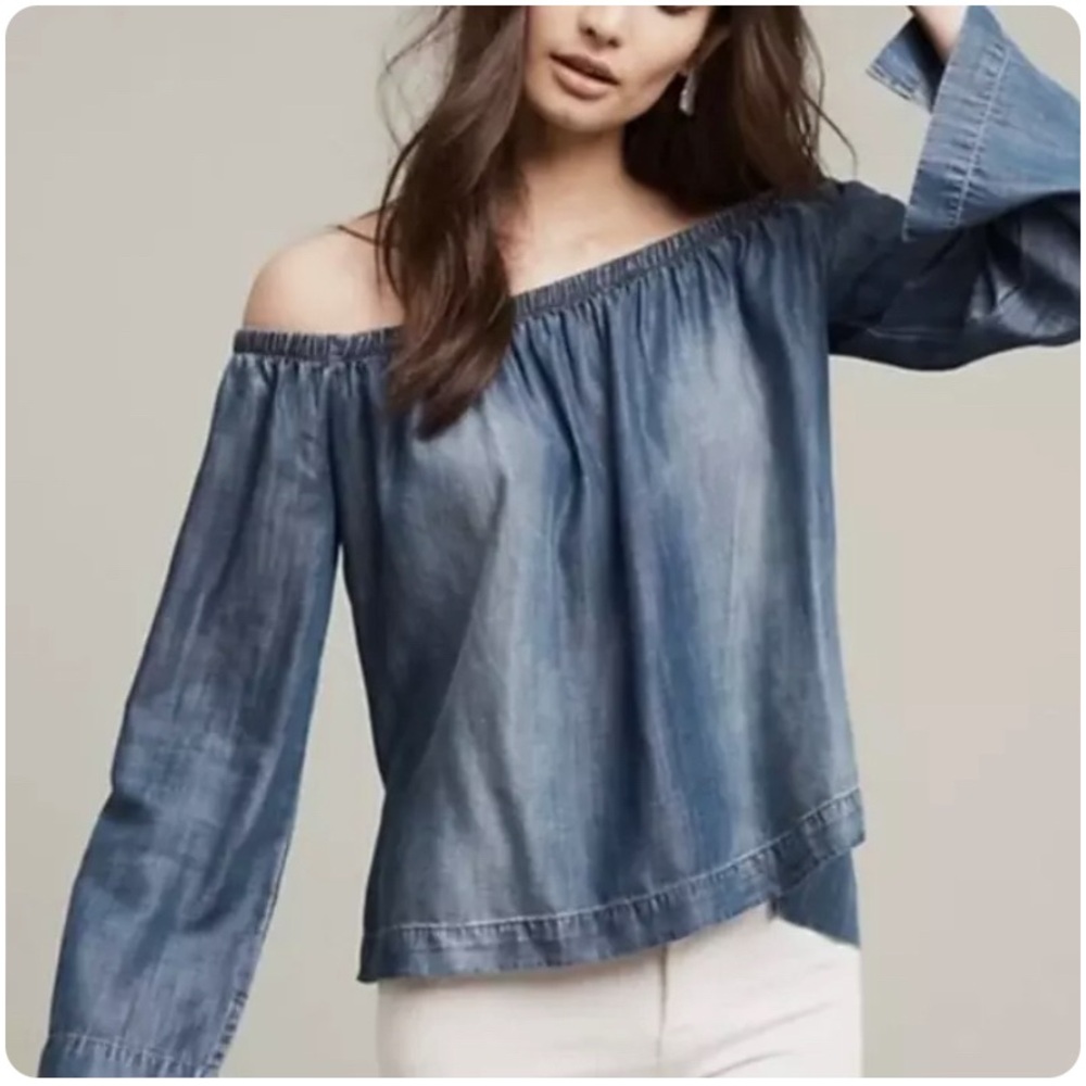 Blue Jean Off-the-shoulder Long-sleeve (Size XS/S)